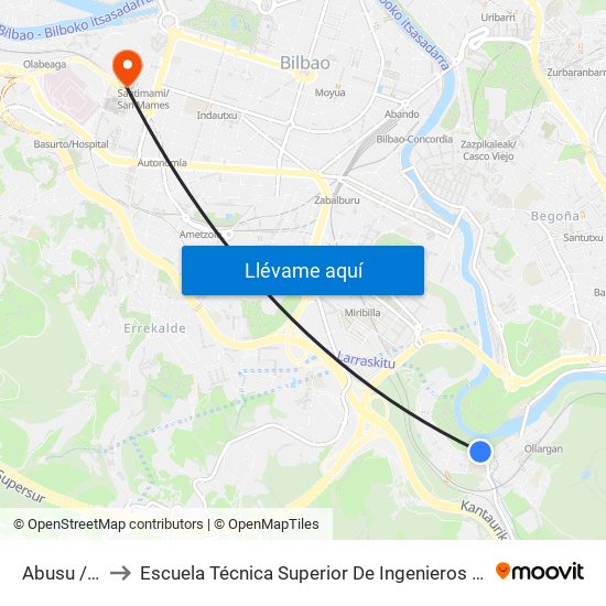 Abusu / Ibaieder to Escuela Técnica Superior De Ingenieros Industriales De Bilbao - Edificio C map