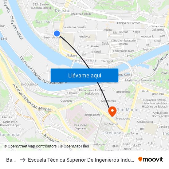 Basabe to Escuela Técnica Superior De Ingenieros Industriales De Bilbao - Edificio C map