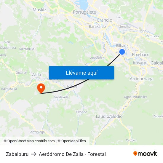 Zabalburu to Aeródromo De Zalla - Forestal map