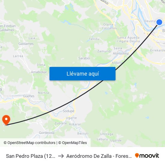 San Pedro Plaza (129) to Aeródromo De Zalla - Forestal map