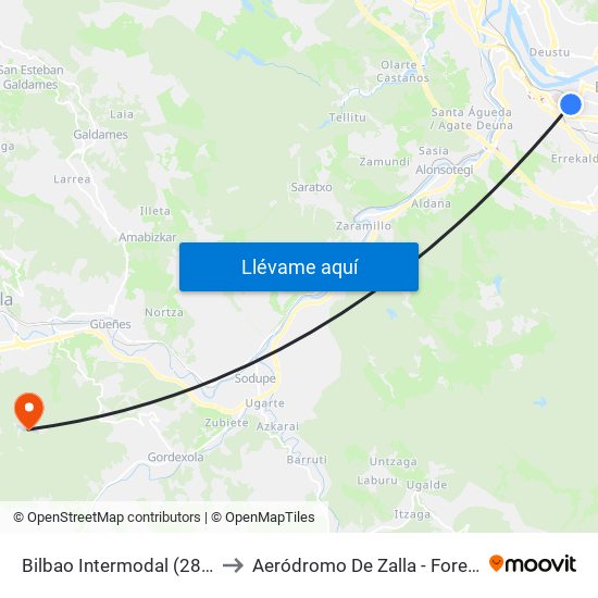 Bilbao Intermodal (2877) to Aeródromo De Zalla - Forestal map