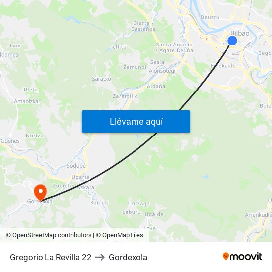 Gregorio La Revilla 22 to Gordexola map