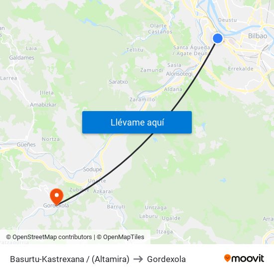 Basurtu-Kastrexana / (Altamira) to Gordexola map