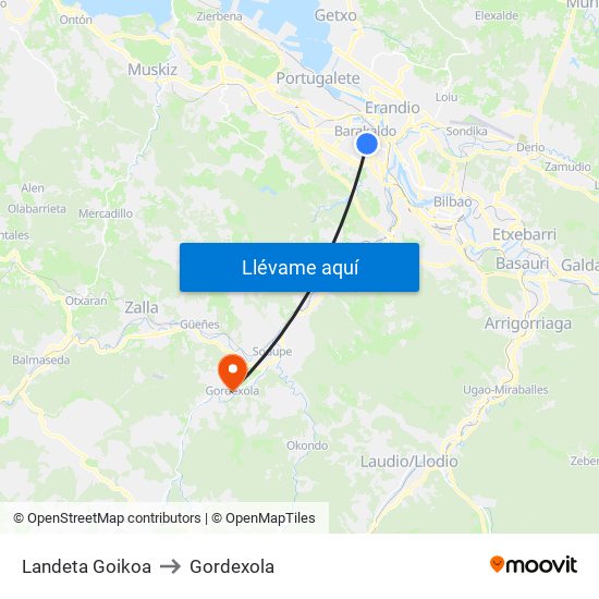 Landeta Goikoa to Gordexola map