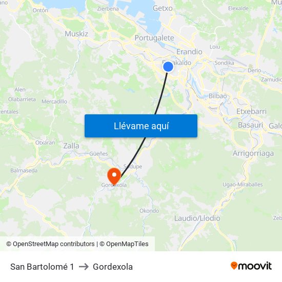 San Bartolomé 1 to Gordexola map