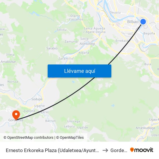 Ernesto Erkoreka Plaza (Udaletxea/Ayuntamiento) (827) to Gordexola map