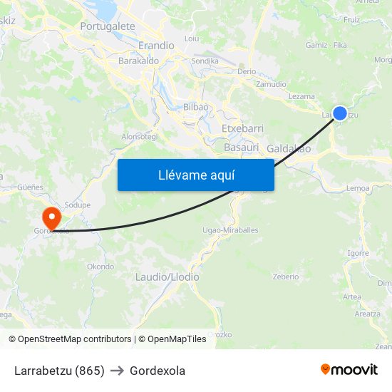 Larrabetzu (865) to Gordexola map