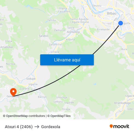 Atxuri 4 (2406) to Gordexola map