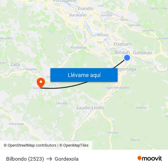 Bilbondo (2523) to Gordexola map
