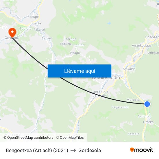 Bengoetxea (Artiach) (3021) to Gordexola map