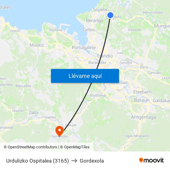 Urdulizko Ospitalea (3165) to Gordexola map