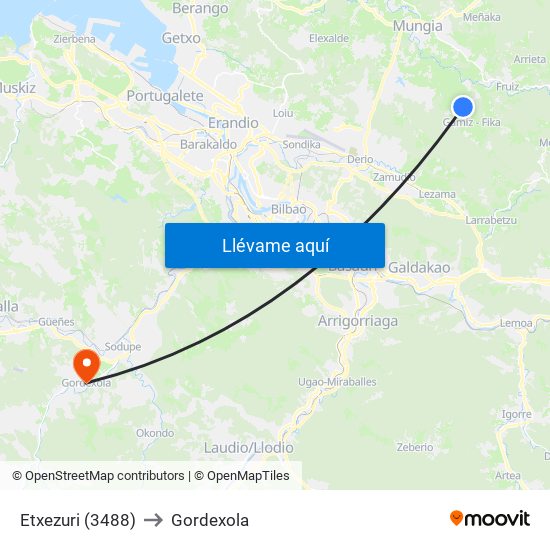 Etxezuri (3488) to Gordexola map