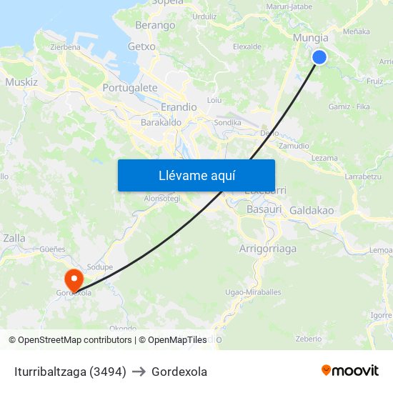 Iturribaltzaga (3494) to Gordexola map