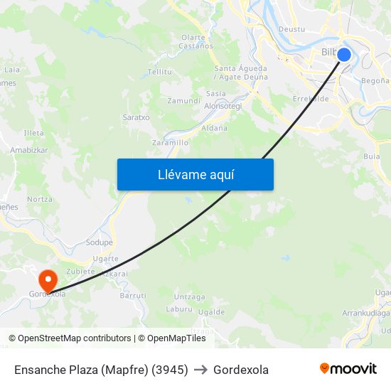 Ensanche Plaza (Mapfre) (3945) to Gordexola map