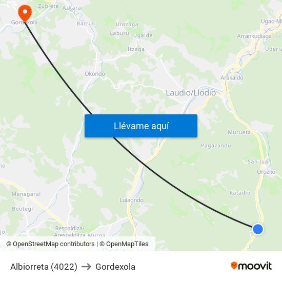 Albiorreta (4022) to Gordexola map