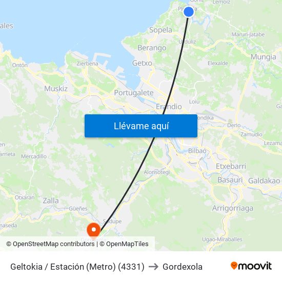 Geltokia / Estación (Metro) (4331) to Gordexola map