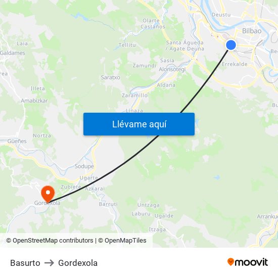 Basurto to Gordexola map