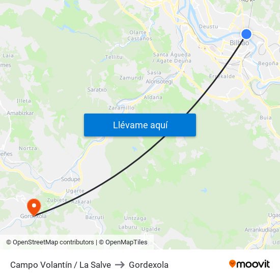 Campo Volantín / La Salve to Gordexola map