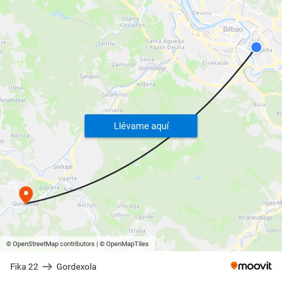 Fika 22 to Gordexola map