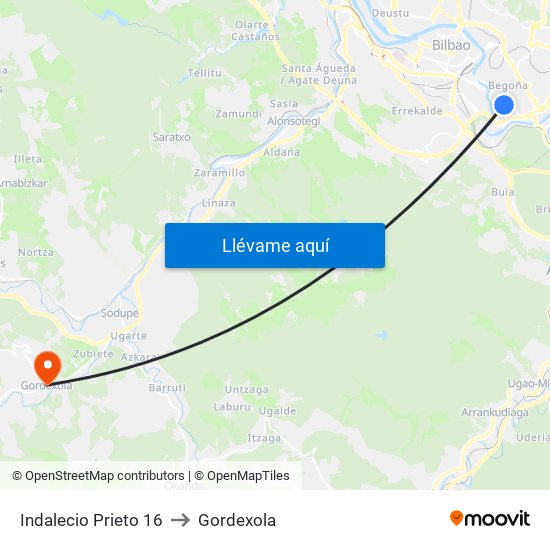 Indalecio Prieto 16 to Gordexola map