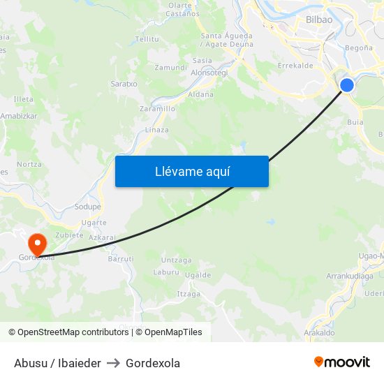 Abusu / Ibaieder to Gordexola map