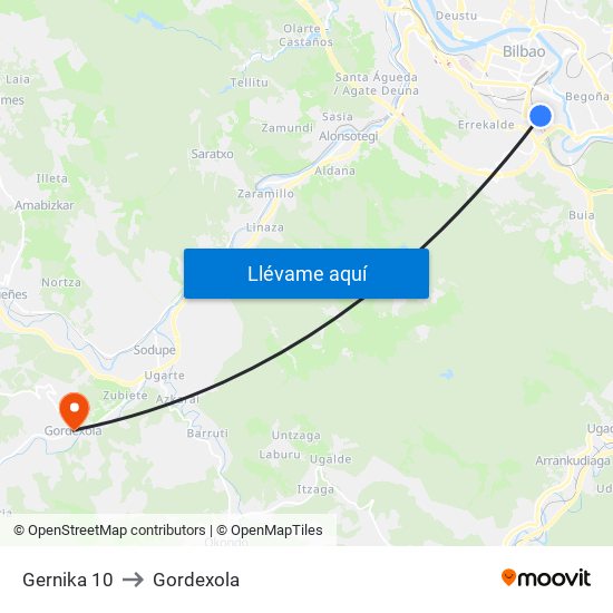 Gernika 10 to Gordexola map
