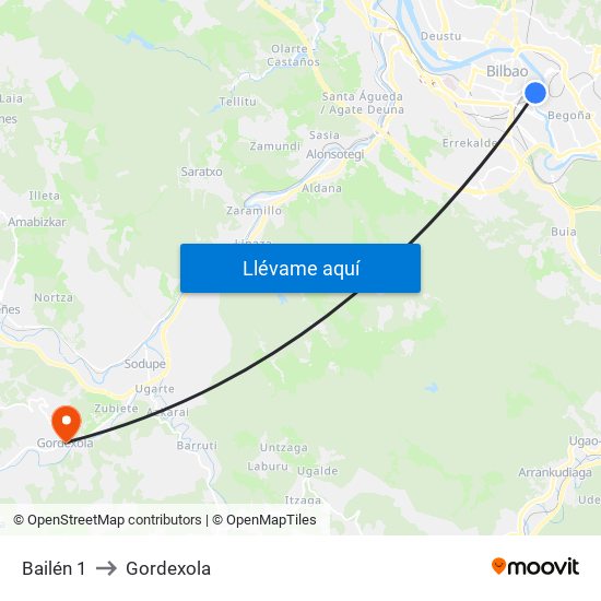 Bailén 1 to Gordexola map