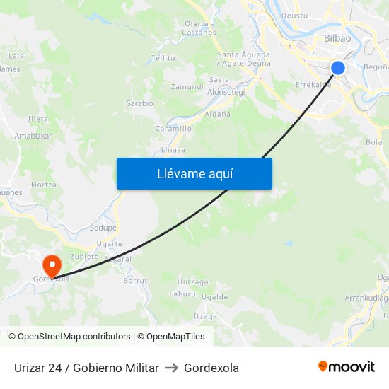 Urizar 24 / Gobierno Militar to Gordexola map