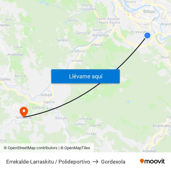 Errekalde-Larraskitu / Polideportivo to Gordexola map