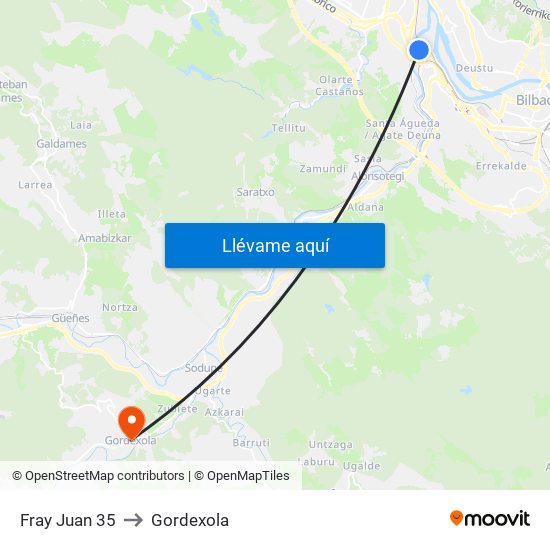 Fray Juan 35 to Gordexola map