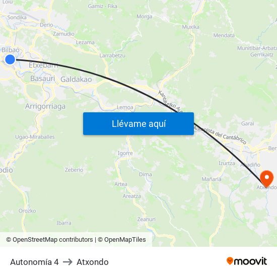 Autonomía 4 to Atxondo map