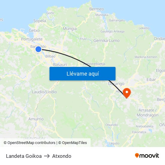 Landeta Goikoa to Atxondo map