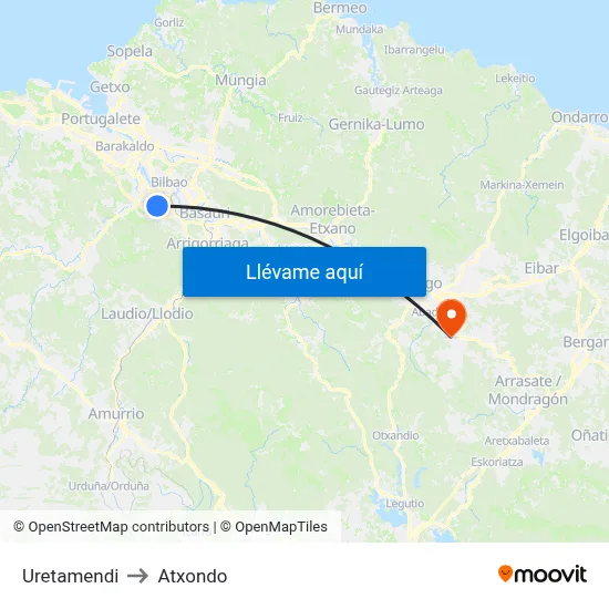 Uretamendi to Atxondo map