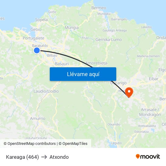 Kareaga (464) to Atxondo map