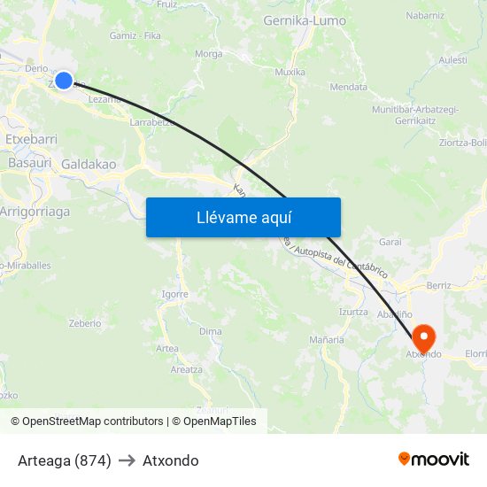 Arteaga (874) to Atxondo map