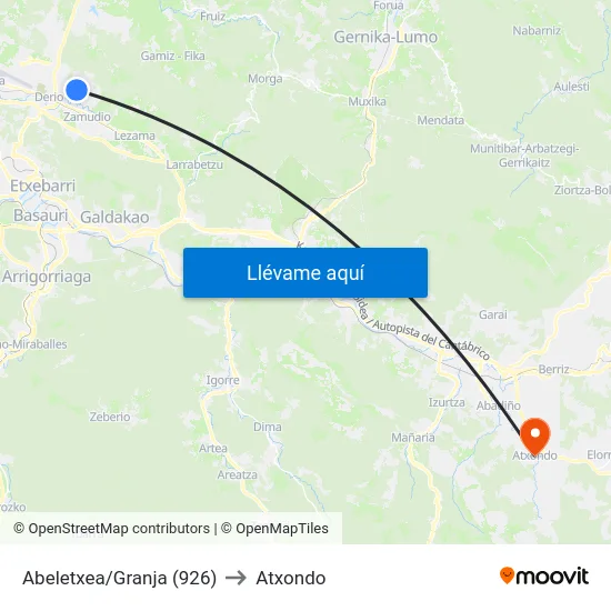 Abeletxea/Granja (926) to Atxondo map