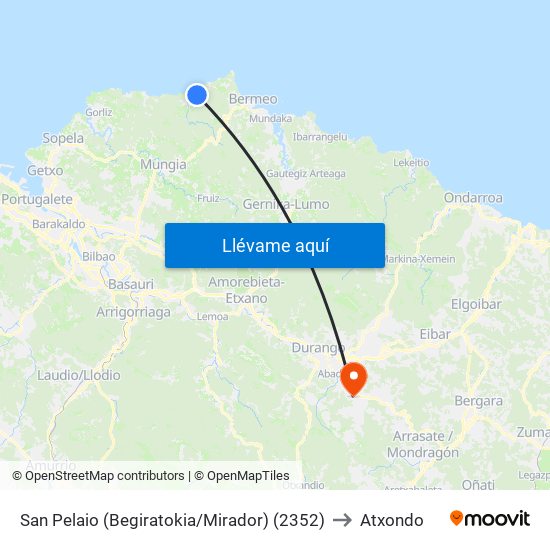 San Pelaio (Begiratokia/Mirador) (2352) to Atxondo map