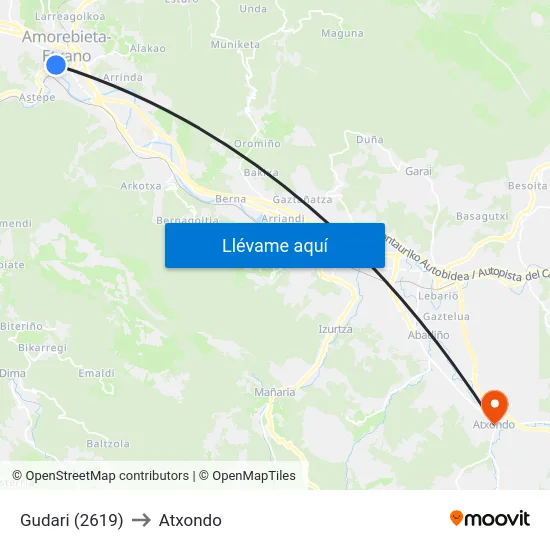 Gudari (2619) to Atxondo map