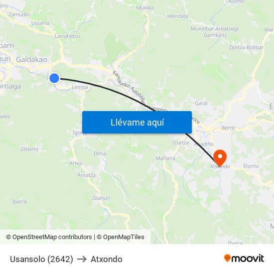Usansolo (2642) to Atxondo map