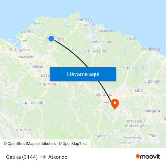 Gatika (3144) to Atxondo map