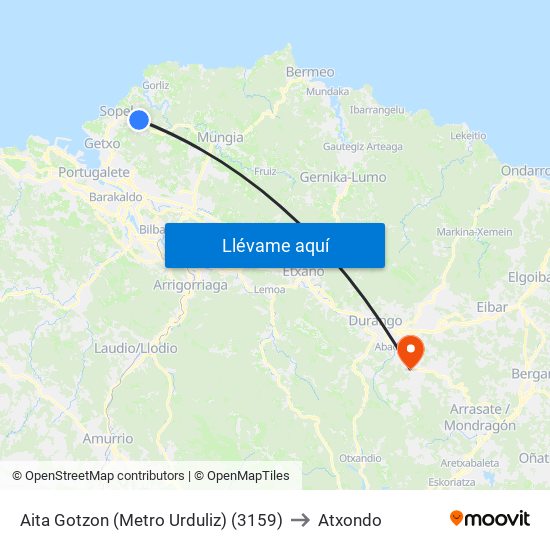 Aita Gotzon (Metro Urduliz) (3159) to Atxondo map