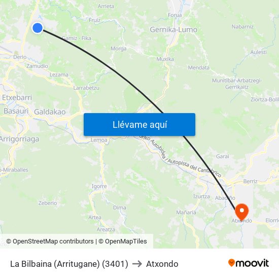 La Bilbaina (Arritugane) (3401) to Atxondo map