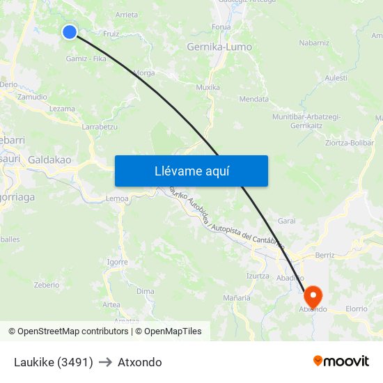 Laukike (3491) to Atxondo map