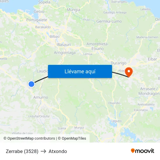 Zerrabe (3528) to Atxondo map