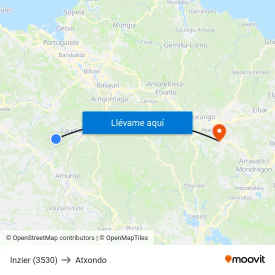 Inzier (3530) to Atxondo map