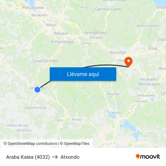 Araba Kalea (4032) to Atxondo map