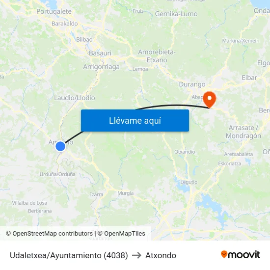 Udaletxea/Ayuntamiento (4038) to Atxondo map