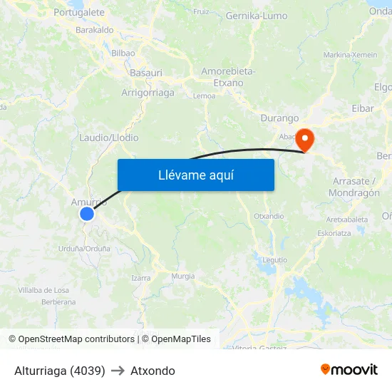 Alturriaga (4039) to Atxondo map