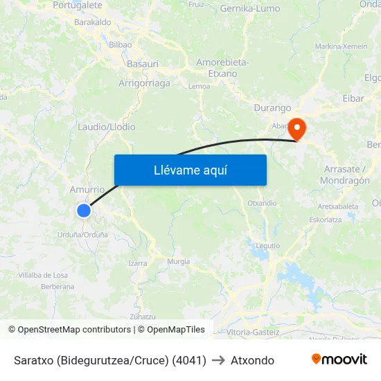 Saratxo (Bidegurutzea/Cruce) (4041) to Atxondo map