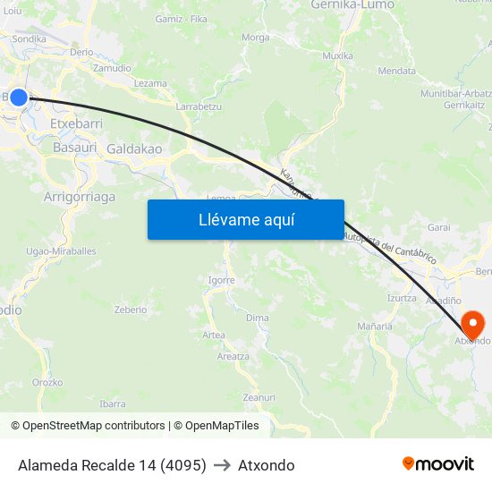 Alameda Recalde 14 (4095) to Atxondo map